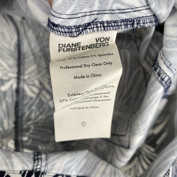 Diane Von Furstenburg‎ Dress 4 Black Sheath Flower Print Fitted Bodycon Full Zip - Picture 9 of 12